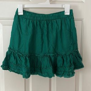 Green skirt with lace and trim